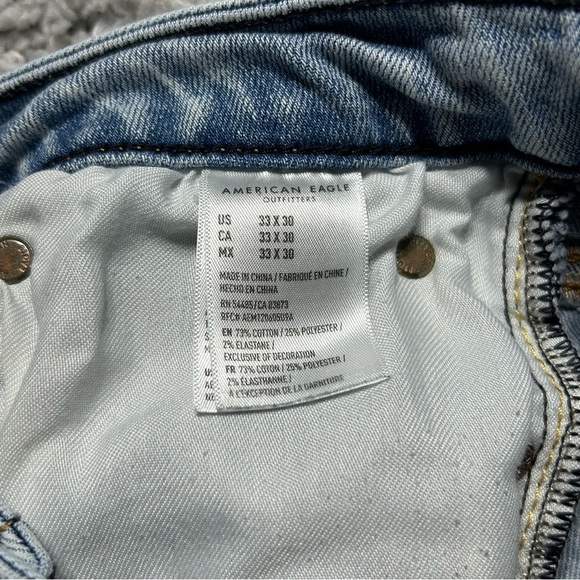 American Eagle Jeans Mens 33 x 30 Stacked Skinny Light Wash Distressed Flex Hole - Picture 3 of 5